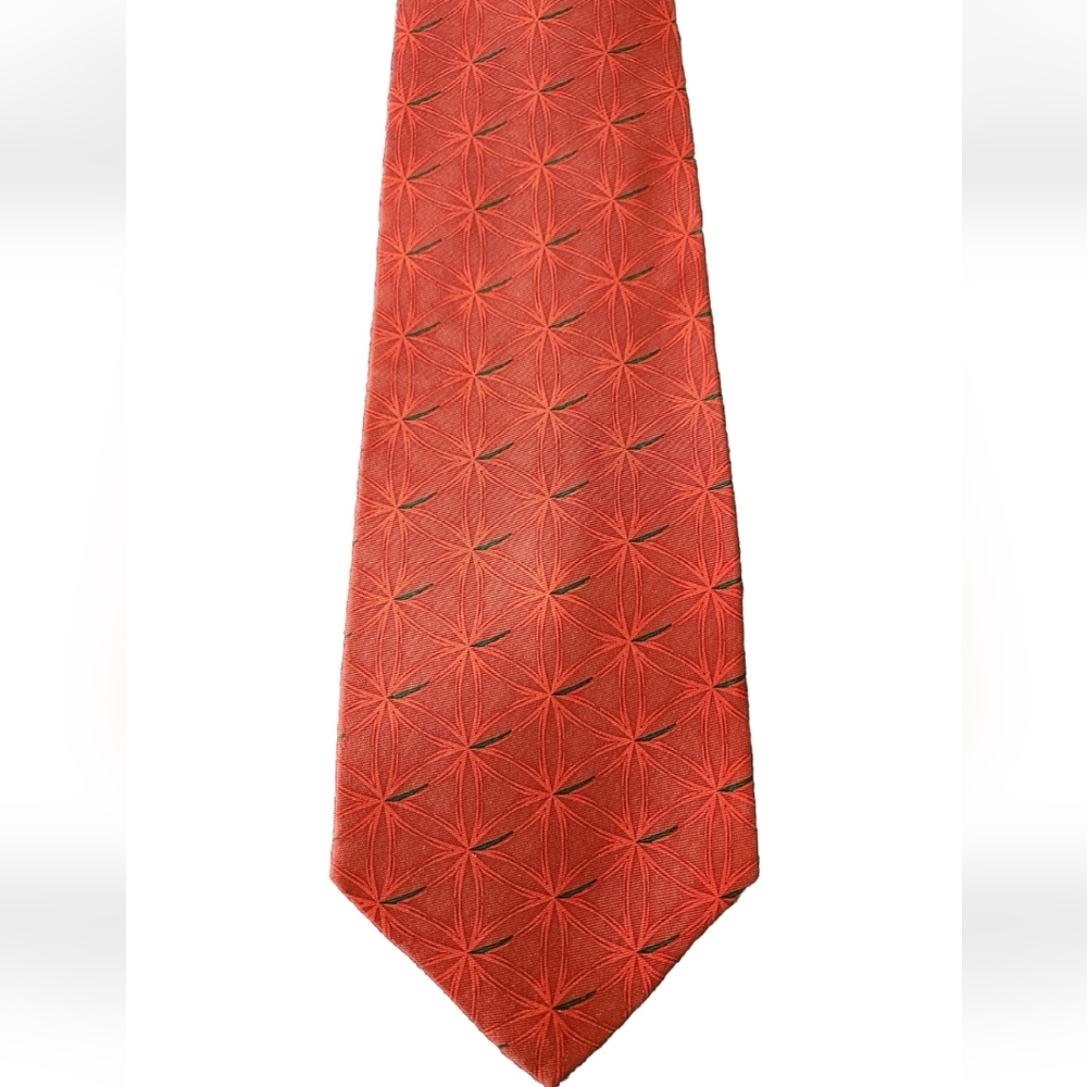 Buffalo Bay Silk Corporate Tie For Jacobsen Company Orange Green Handmade 57"